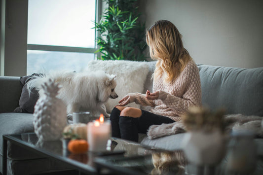 woman relaxing in her home with a wellness sanctuary